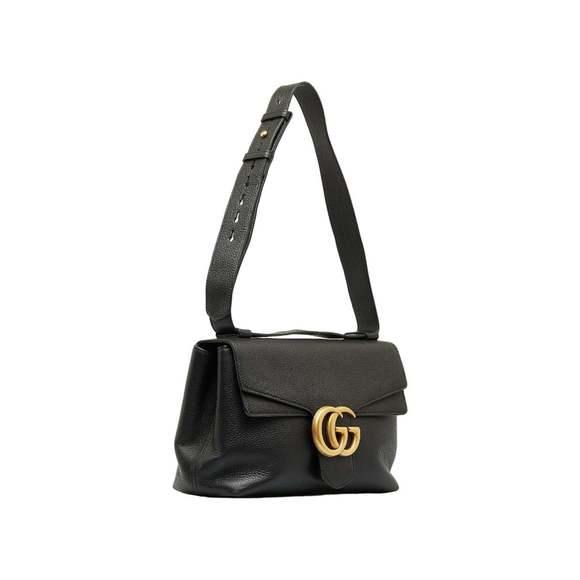 GUCCI Women's Leather Shoulder Bag with GG Marmont Design in Black - Picture 2 of 9